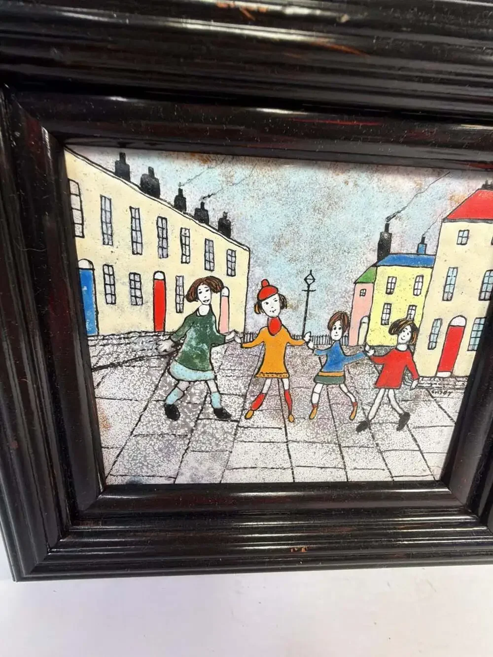 Vintage Handcrafted‎ Enamel Art tile from London